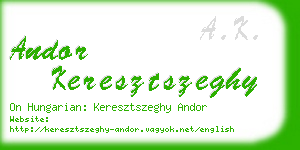 andor keresztszeghy business card